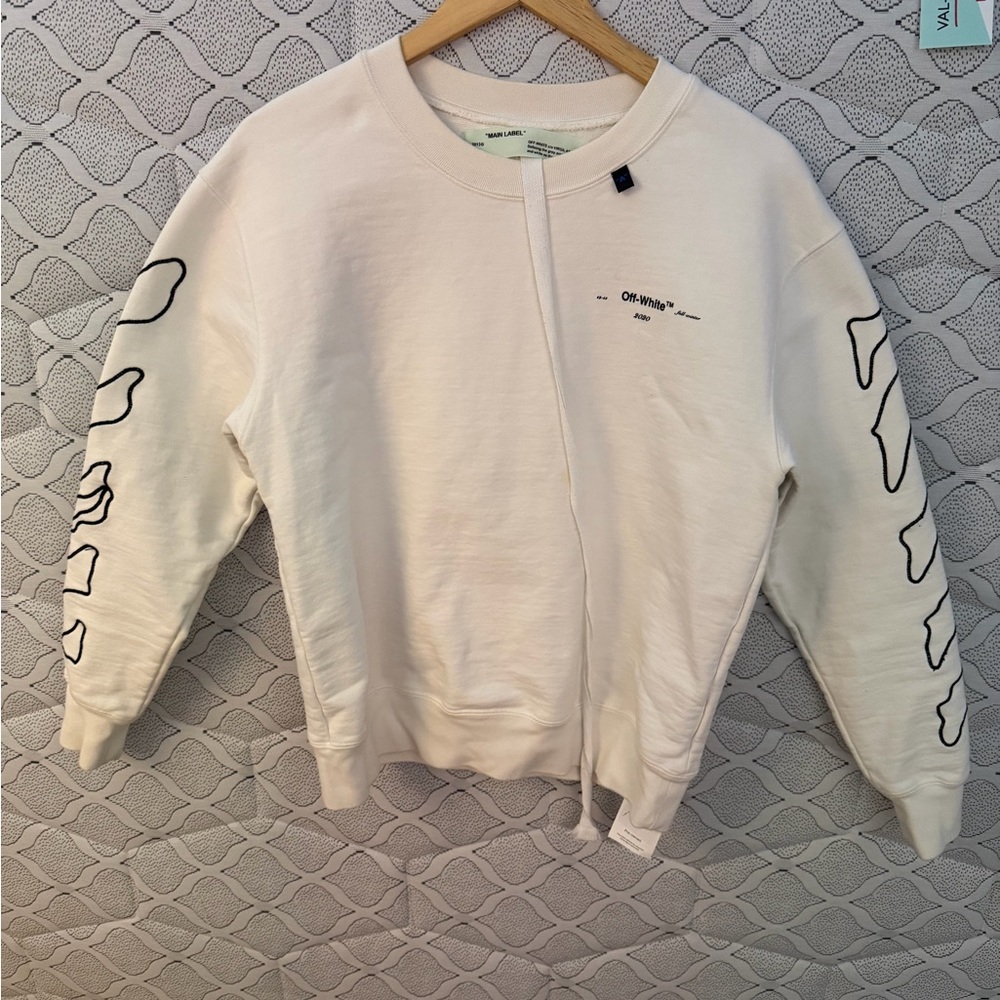 Off-White Cream Sweatshirt with Black Accents